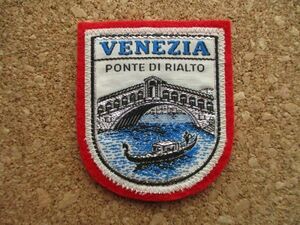 60s イタリア VENEZIA ベネチア刺繍ワッペン/A獅子ェネツィアITALIA水の都EUライオン欧州ヴェニスECアップリケ旅行エンブレム土産ベニス