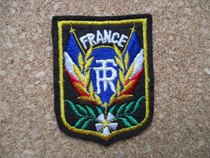 70s フランス FRANCE ビンテージ フェルト刺繍ワッペン/国旗ブレザー紋章アップリケ王冠パッチ旅行エンブレム土産ヨーロッパ