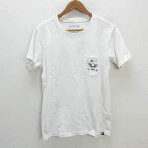 a■ハーレー/Hurley ロゴプリント 胸ポケット Tシャツ【M】白/MENS/128【中古】