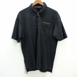 a■パラディーゾ/PARADISO GOLF 鹿の子 総柄 半袖ポロシャツ/ゴルフウェア 【LL】黒/MENS/125【中古】