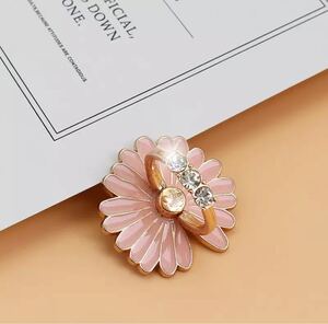 花柄スマホリング☆ピンク 新品 360度回転可!強力粘着
