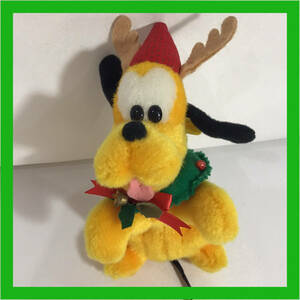 N-064* Disney Pluto ( reindeer hat / necklace lease ) soft toy badge [ Christmas * fantasy 1997] Tokyo Disney Land limitation 