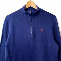 ■ 子供用 POLO ポロ RALPH LAUREN ラルフローレン ワンポイント 刺繍ロゴ ハーフジップ 長袖 カットソー 古着 サイズXL（18-20） 紺 ■_画像2