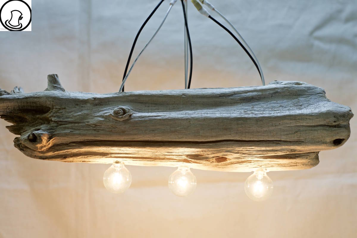 SEASIDEinterior★Lámpara colgante de madera flotante 'Driftwood Pendantlamp 94', trabajos hechos a mano, interior, bienes varios, ornamento, objeto