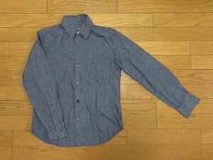  free shipping #Ray BEAMSre- Beams cotton navy check long sleeve shirt blouse 