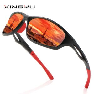 軽量ミラーサングラス☆UV400 オレンジ黒赤 スポーツ アウトドア マラソン 釣り 新品