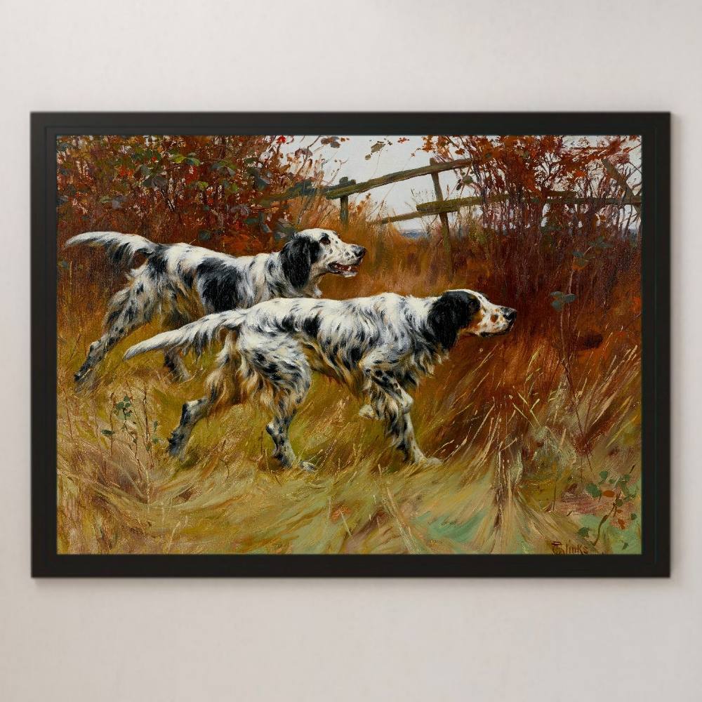 Thomas Brinks English Setter Painting Art Glossy Poster A3 Bar Cafe Classic Interior Landscape Painting Pointer Dog, residence, interior, others