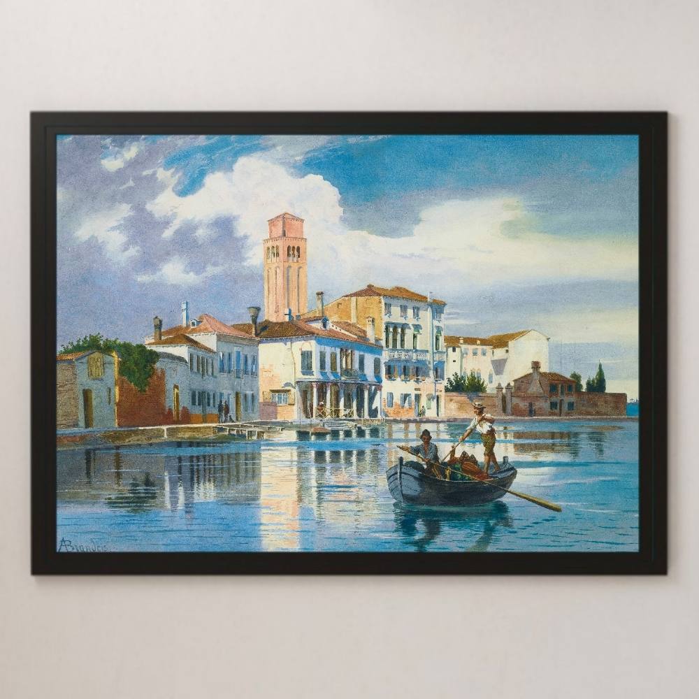 Brandis Venice, Murano' Painting Art Glossy Poster A3 Bar Cafe Classic Interior Landscape Painting Italy Venice Canal, residence, interior, others