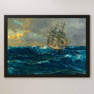 Art hand Auction Diemel Mast Ship on the High Seas Painting Art Glossy Poster A3 Bar Cafe Classic Interior Landscape Painting Sailing Ship Voyage Pacific Atlantic Mediterranean, Housing, interior, others