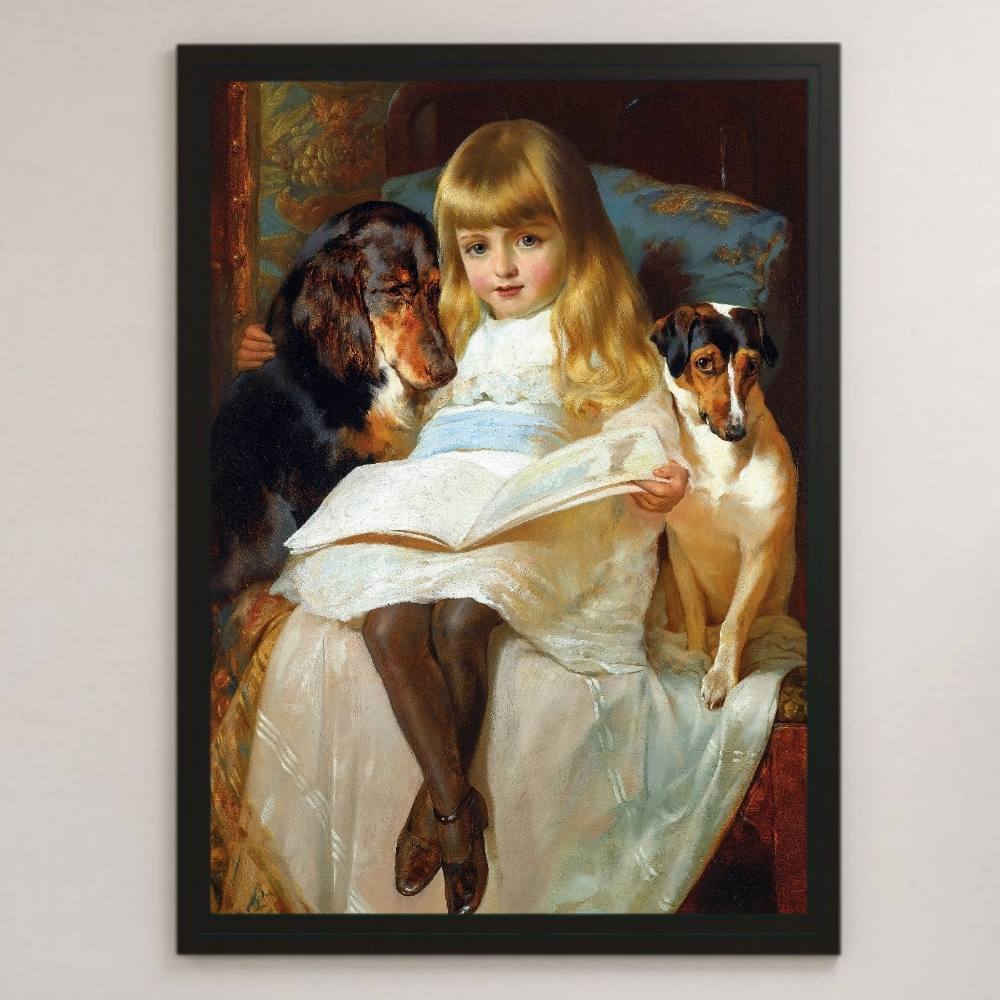 에드윈 더글러스 좋아하는 이야기 그림 예술 광택 포스터 A3 바 카페 클래식 인테리어 개 세터 잭 러셀, 거주, 내부, 다른 사람