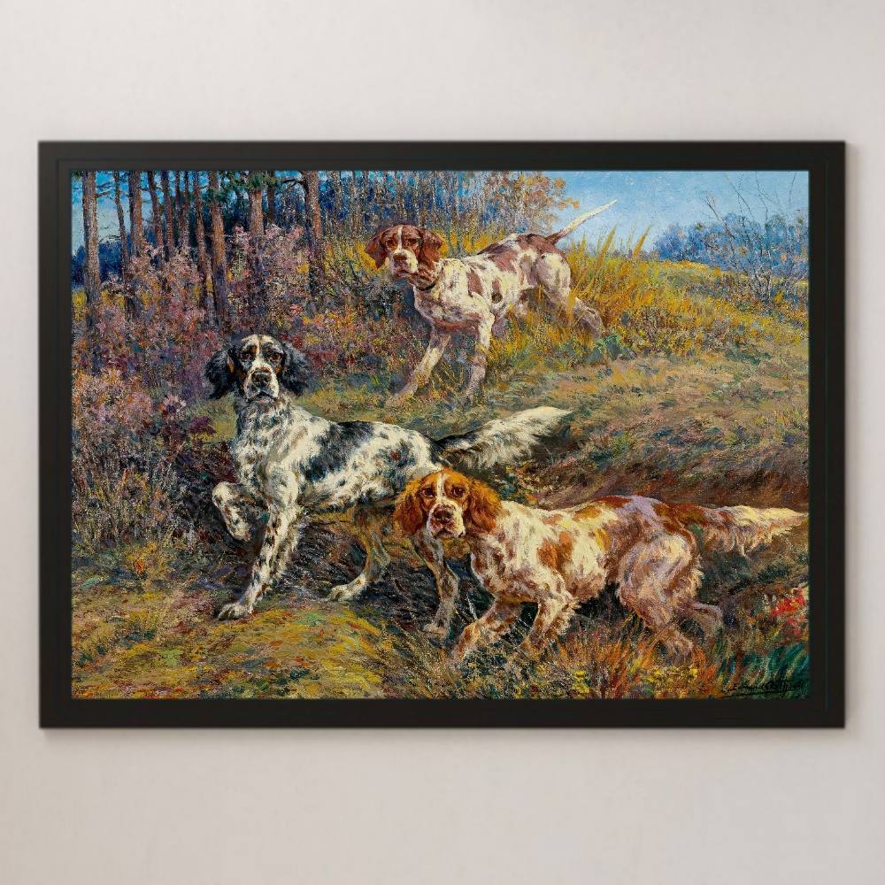 إدموند أوستهاوس ثلاث مؤشرات لوحة فنية لامعة ملصق A3 بار مقهى كلاسيكي داخلي منظر طبيعي حيوان كلب واضع, مسكن, الداخلية, آحرون