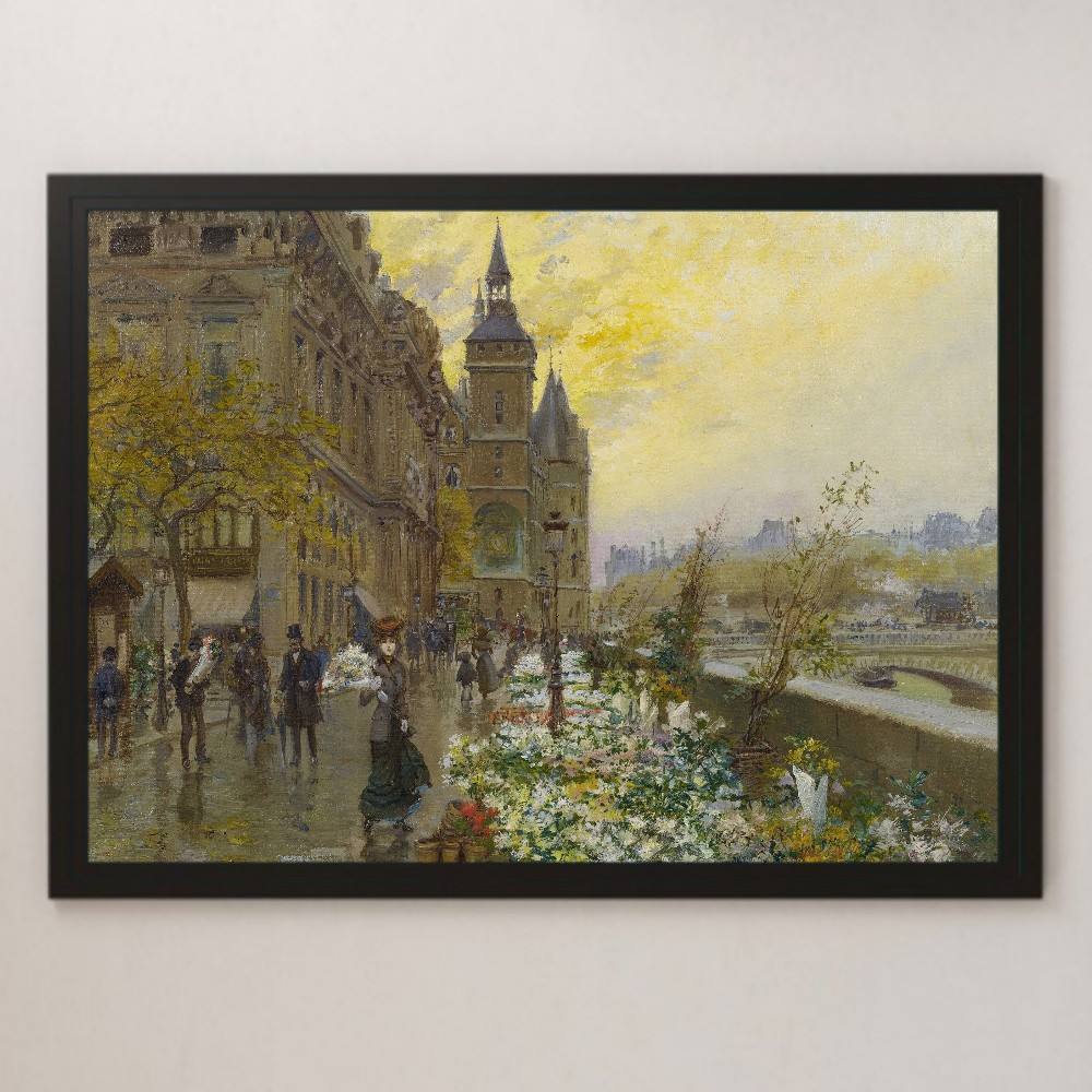 乔治·斯坦花卉市场绘画艺术光面海报 A3 酒吧咖啡馆经典复古室内景观法国巴黎城市景观, 住宅, 内部的, 其他的