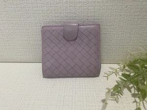 レア美品☆BOTTEGA VENETA綺麗色の可愛いコンパクトミニウォレット☆ボッテガヴェネタレザーイントレチャート本革2つ折り財布本物男女兼用