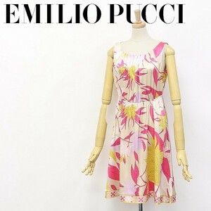  прекрасный товар *EMILIO PUCCI Emilio Pucci цветок цветок шелк безрукавка One-piece 38 внутренний стандартный товар 