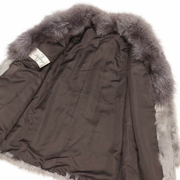 ◆FUR Stiffany by OSFUR/オズファー フォックスファー襟 毛皮 ラム ファー コート グレー系 11 ◆FUR Stiffany by OSFUR/オズファー フォックスファー襟 毛皮 ラム ファー コート グレー系 11
