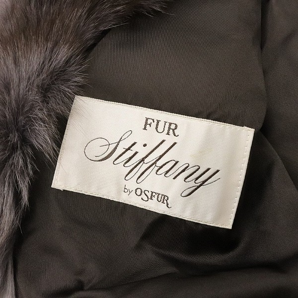◆FUR Stiffany by OSFUR/オズファー フォックスファー襟 毛皮 ラム ファー コート グレー系 11 ◆FUR Stiffany by OSFUR/オズファー フォックスファー襟 毛皮 ラム ファー コート グレー系 11