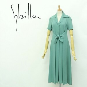 ◆Sybilla/シビラ インナー付 ウエストリボン 開襟 オープンカラー 半袖 シャツ ロング ワンピース 40
