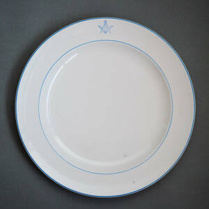  супер редкий Vintage подлинный товар франкмасон. домик . был использован plate A. тарелка белый фарфор USA античный Freemasonry тайное общество ilmi nati