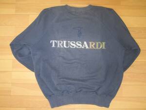 * редкий товар *TRUSSARDI левый .& задняя сторона градация вышивка C/N спортивная фуфайка * темно-синий пепел sizeL*