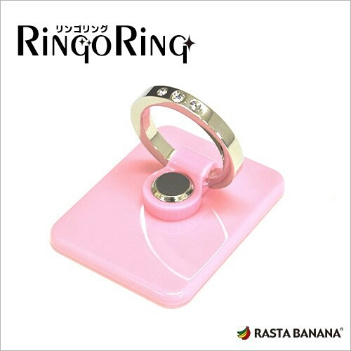 ◆送料無料◆スマホリング★スタンドにもなる 落下防止リング RINGO RING キラキラストーン付き ピンク ラスタバナナ★RBOT152