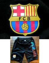 【既決USA】バルセロナFC ★ FC Barcelona@完売【FBC 1899】ロゴ入フリースショートパンツ【FCBarcelona Shorts】 黒 @M_画像1