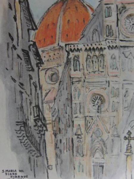 Tadashi Moriya, santa maria del fiore, Art book painting, With frame, painting, oil painting, Nature, Landscape painting