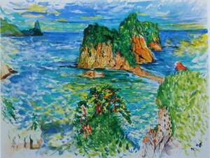 Art hand Auction Hiroshi Okutani, Croquis : l'île de Sanshiro, Provenant d'une rare collection d'art encadrant, Produits de beauté, Nouveau cadre inclus, Peinture, Peinture à l'huile, Peinture abstraite