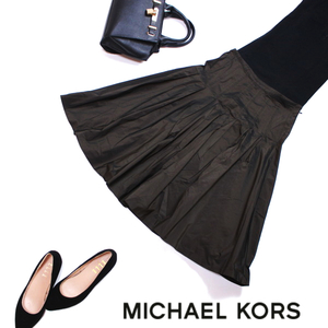 Beautiful Michael Kors MICHAEL KORS ■ Весна-лето Слегка переливающаяся глянцевая пушистая расклешенная юбка 2 Темно-коричневый Сделано в Японии 100% полиэстер