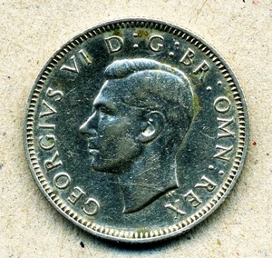 ★1945年 イギリス Shilling シリング 銀貨 世界大戦戦時下-直径: 24mm★EK-34