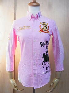TS beautiful regular goods RALPH LAUREN Ralph Lauren embroidery & print shirt pink size 7