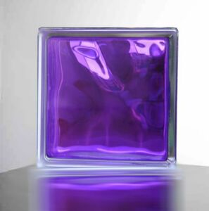 ガラスブロック190x190x95日本基準サイズクラウディインカラー 紫色gb40495