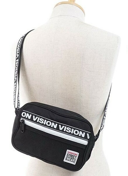 【新品】VISION STREET WEAR　ショルダーバッグ　横型　ブラック×ホワイト　ユニセックス　ポーチ