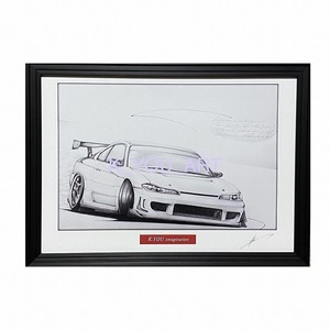 日産 NISSAN シルビア S15 カスタム【鉛筆画】名車 旧車 イラスト A4サイズ 額付き サイン入り