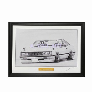  Toyota TOYOTA Corona T140 hardtop [ pencil sketch ] famous car old car illustration A4 size amount attaching autographed 