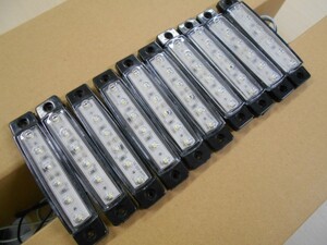 ★ 送料無料★ 新品:白色/ホワイト 汎用 サイドマーカー車高灯 ランプ 6LED 10個セット 24V デコトラ 6LED-白 【A-5】
