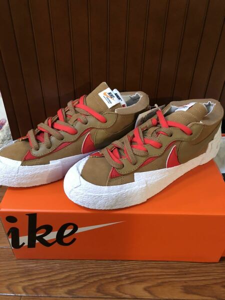 NIKE ナイキ サカイSACAI NIKE BLAZER LOW/26.0㎝　新品 british tan university red ブラウン