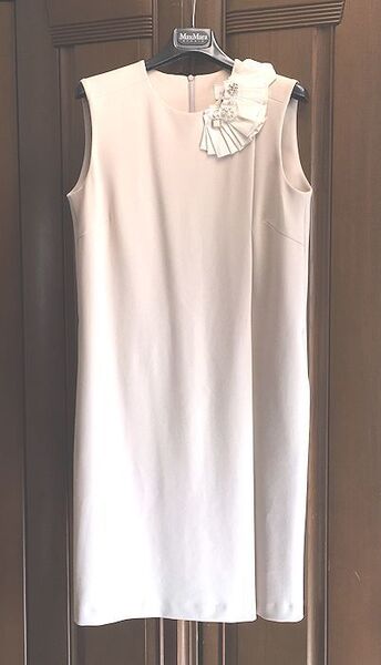 値下★LANVIN en Bleu ランバンオンブルー・レリアン★パール×ラインストーン付ドレス・ワンピース・M~L・¥31,900★セレモニー★未使用