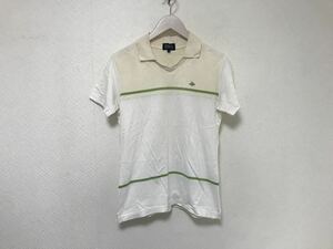 本物パーリーゲイツPEARYGATESコットンワッペン刺繍半袖ポロシャツメンズ白 ホワイトイエロービジネススーツ2Mゴルフ日本製