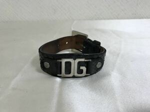 本物ドルチェアンドガッバーナDOLCE&GABBANA本革パイソンレザーDG金具蛇皮ブレスレットメンズレディース黒ブラックイタリア製