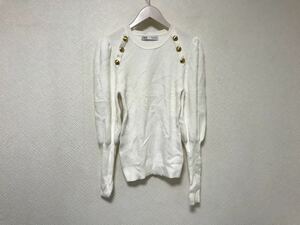  подлинный товар Zara ZARA искусственный шелк вязаный свитер вырез лодочкой платье деловой костюм женский M белый белый 