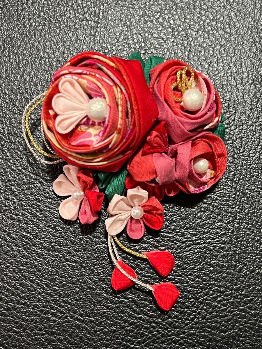 2way 帯留め ブローチ コーラル 珊瑚 薔薇 花 ピン 18K