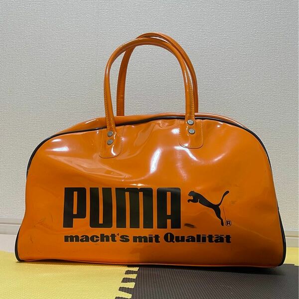 【希少】PUMA スポーツバッグ　オレンジ　エナメル