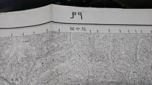 古地図 　門　岩手県　地図　地形図　資料　42 ×57cm　大正3年測量　昭和27年印刷　発行（縦の部分上下で4センチ短く切り込みあります）