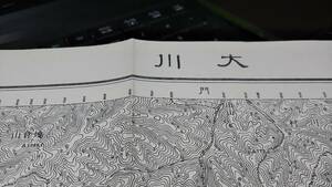 古地図 　大川　岩手県　地図　地形図　資料　42 ×57cm　大正5年測量　昭和27年印刷　発行（縦の部分上下で4センチ短く切り込みあります）