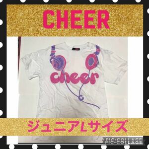 CHEER チアー Tシャツ 半袖 ジュニア キッズ ダンス レディース 白 シャツ 子供 女の子 プリント 綿 ピンク ホワイト