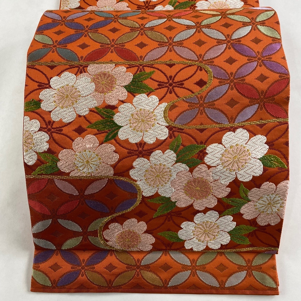正絹 六通袋帯『西陣織』 【刺繍 花の妖精】 No.1039 浴衣/水着 着物