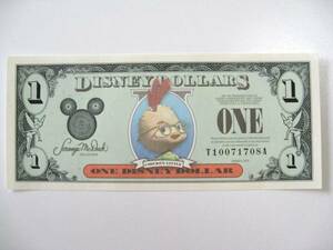 ディズニーダラー　1ドル札（2005年版） $1 紙幣　チキンリトル Disney Dollars