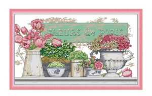 クロスステッチキット Flower of Paris フラワーパリス 花 14CT 44×28cm 図案印刷あり