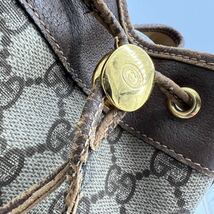 1円【最高級の逸品】GUCCI グッチ ヴィンテージ GGスプリーム インターロッキング 巾着 ショルダーバッグ バケツ型 PVC×レザー 正規品_画像2