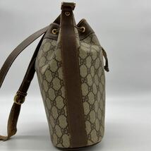 1円【最高級の逸品】GUCCI グッチ ヴィンテージ GGスプリーム インターロッキング 巾着 ショルダーバッグ バケツ型 PVC×レザー 正規品_画像3